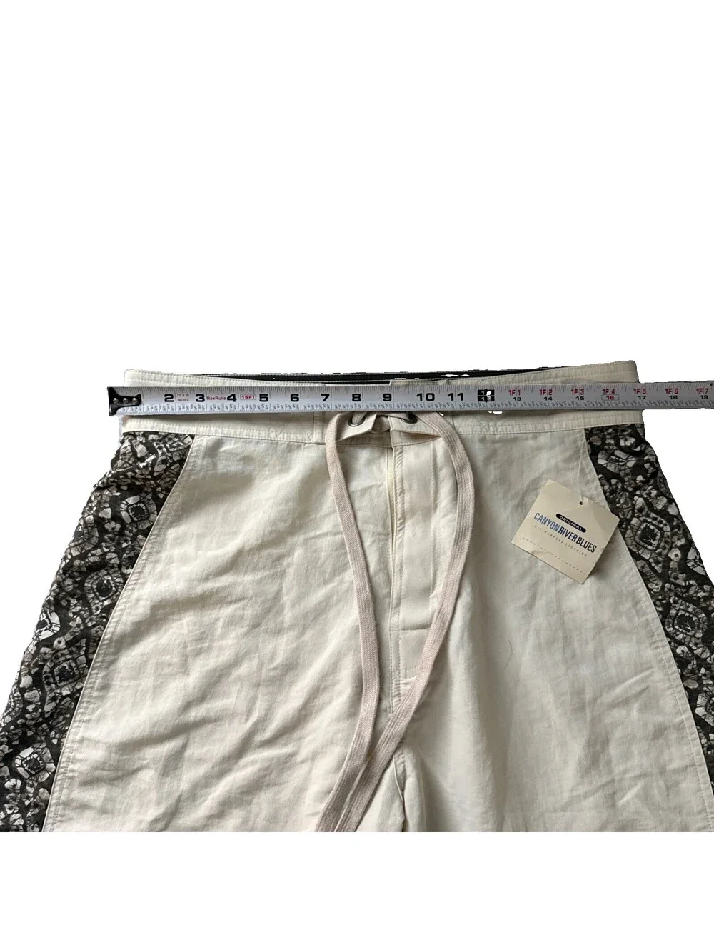 Canyon River Blues Board Shorts 34 Nylon Y2K Lace Up Side Pattern Swim Trunks